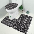 thumbnail image 2 of Black Geometric Pattern Bathroom Rugs Sets 3 Piece,Toilet Cover Set,Absorbent Non Slip Bathroom Mats Sets with U-Shaped Contour Rug Toilet Rug Set, 2 of 5
