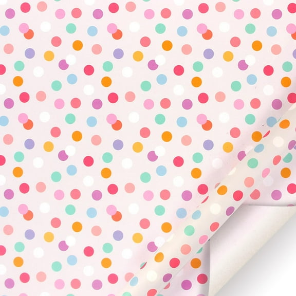 SeekLGT Colorful Rainbow Dot Love Heart Wrapping Paper Roll Bright Polka Dot Gift Wrap for Valentine's Day Birthday Holiday