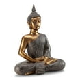 thumbnail image 2 of Thoughtfull Buddha Antique Bronze & Gold Resin Garden Sculpture, 2 of 3