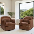 thumbnail image 4 of Carolayne Leather Accent Chair, 360°Swivel Accent Chair Set of 2, Modern Upholstered Accent Armchair Waterproof for Bedroom Living Room, Dark Brown, 4 of 7