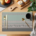 thumbnail image 2 of Turquoise Floral Placemats Set of 4 Modern Farmhouse Leaves Gray Striped Place Mats Indoor Wipeable Table Mats Washable Cloth Dining Table Placemats for Kitchen Holiday Party Home Decor 13x19 Inch, 2 of 9