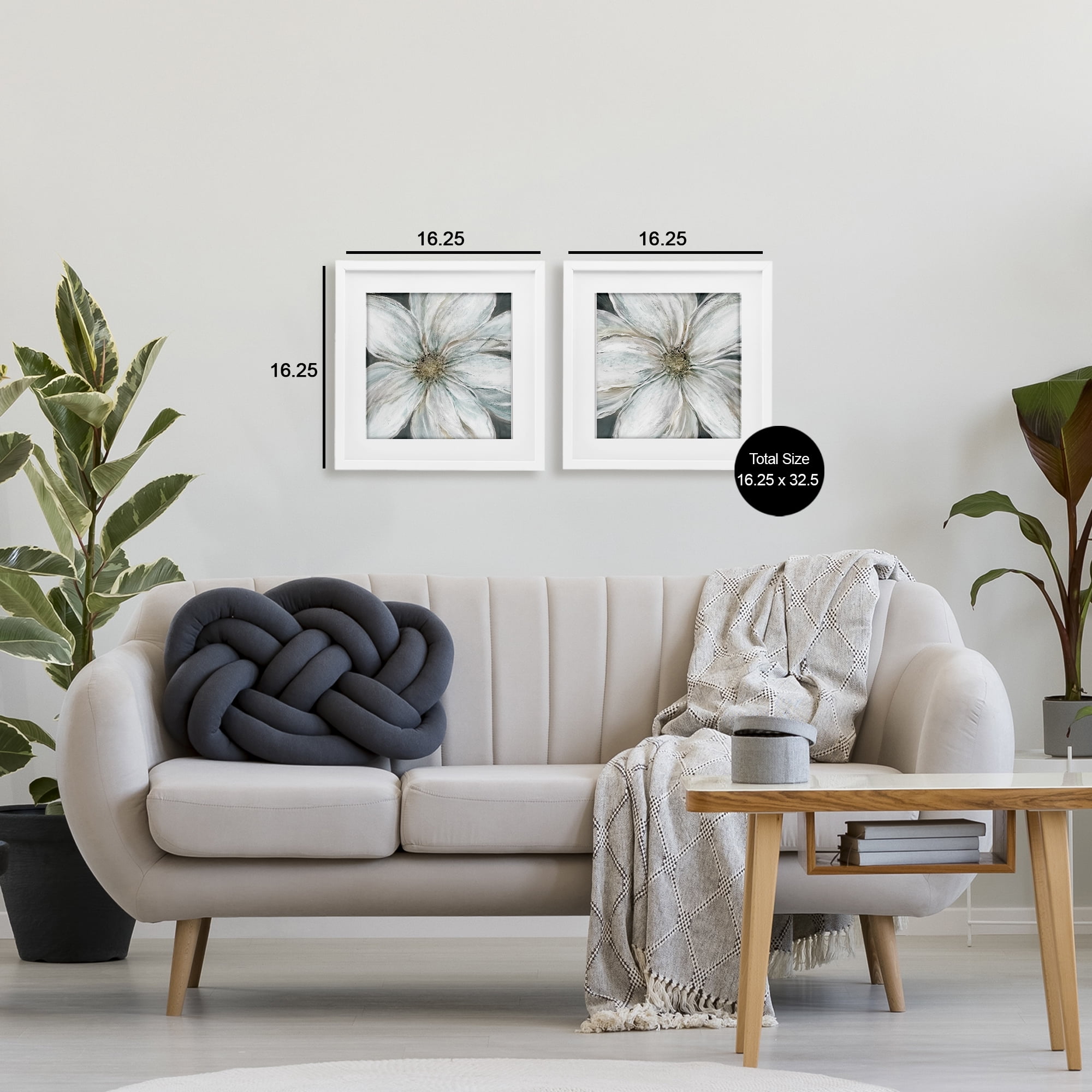 Stupell Industries Soft White Blossoms Closeup 2 Piece White Framed Print Under Glass Set, design by Carol Robinson