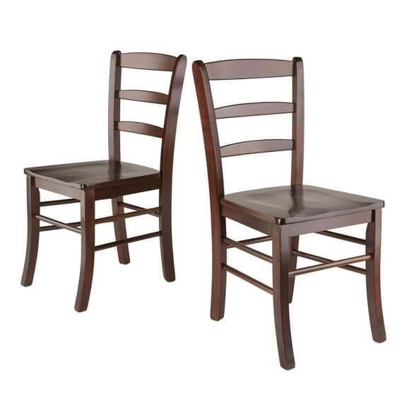 2-PC Ladder Back Chair Set Walnut