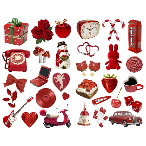 Red Fashion Items Aesthetic Sticker Precut Cute Diary Travel Paper Journal Stickers Scrapbooking Stationery Sticker Flakes Art Supplies