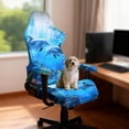 thumbnail image 2 of SCRAWLGOD Dolphin Fish Sea Print Blue Print Gaming Chair Cover Set of 4, Stretchable Chair Protective Cover with 2 Pieces Arm Rest Cushion Anti-Dust Universal Chair Slipcover Protector, 2 of 7