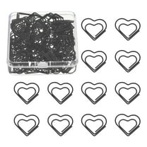 Uxcell 100 Pcs Heart Shape Paper Clip, Metal Cute Small Paper Clamp Clips for Office Supplies Craft Scrapbook Document Note Sorting, Plastic Coating, Black