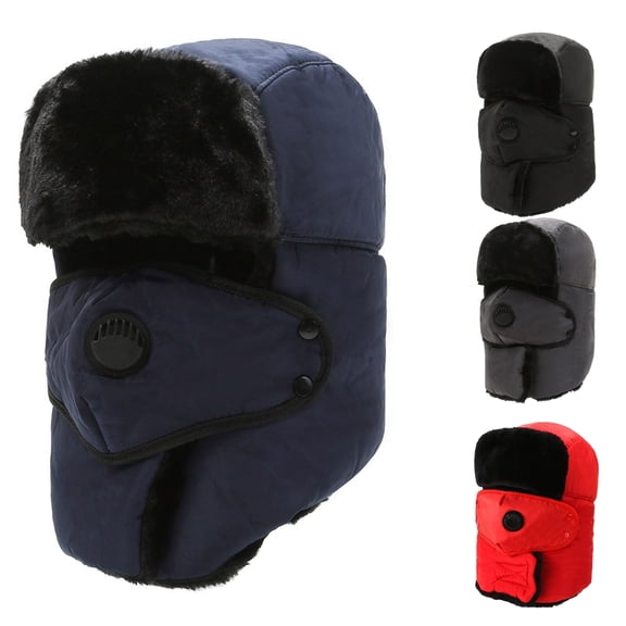 sunsanly Winter Outdoor Hat with Integrated Scarf Windproof Thick Plush Keep Warm with Front Cover Full Protection Skiing Skating Cold Weather Headwear