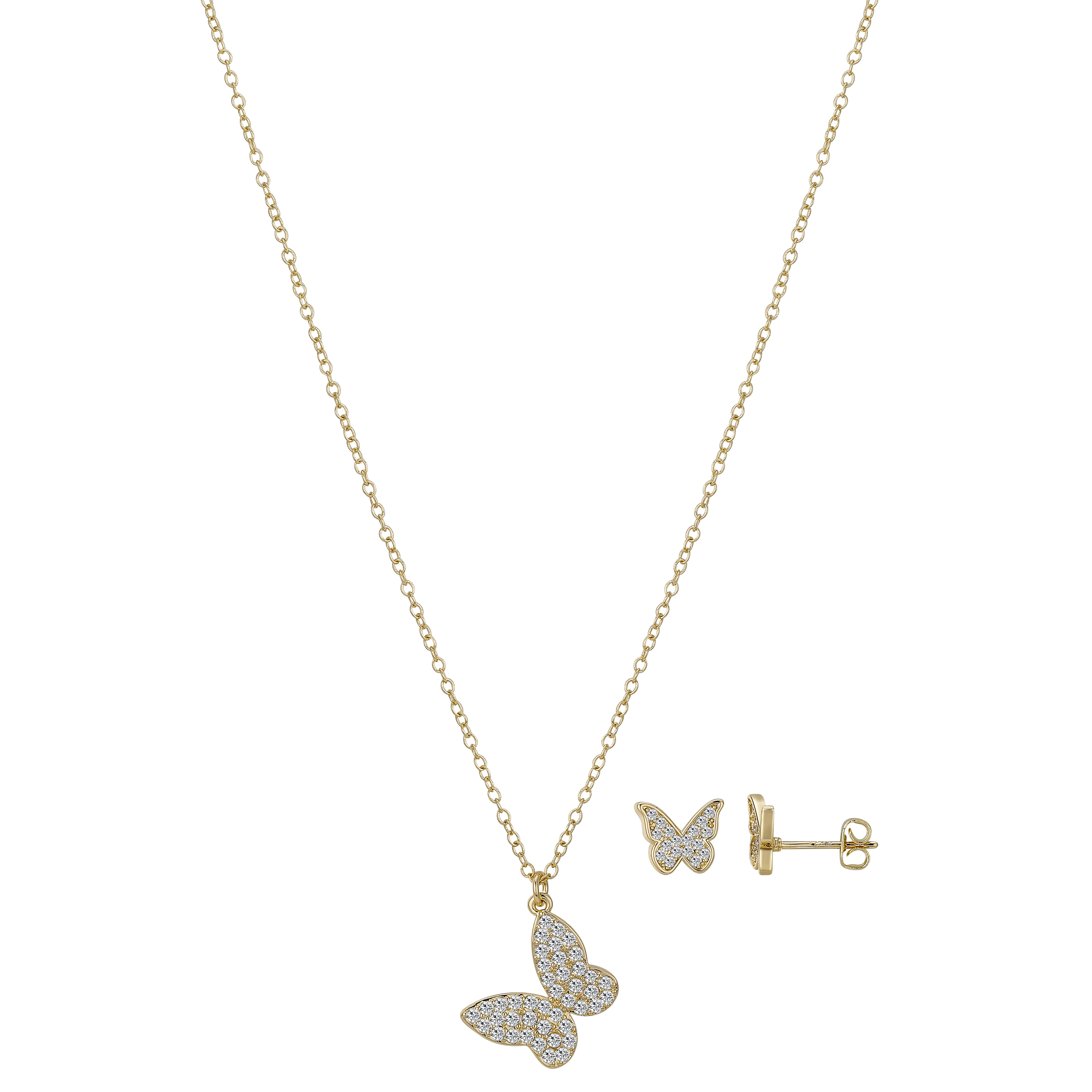 Believe By Brillianc 14kgfl Cz Butterfly Set