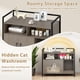 thumbnail image 3 of JJUN Cat Litter Box Enclosure - Cat Washroom Hidden Furniture with Front Entry, Scratcher, 2-Door Storage Cabinet, 2 Compartments, Air Vents, Metal Frame, Wooden Pet Crate House (Oak Gray), 3 of 19