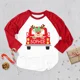 thumbnail image 4 of Camiseta navideña personalizada con diseño de ciervo y camión para niños, ropa raglán con nombre personalizado para niños, camiseta a juego para hermanos, camisetas para niños, 4 of 5
