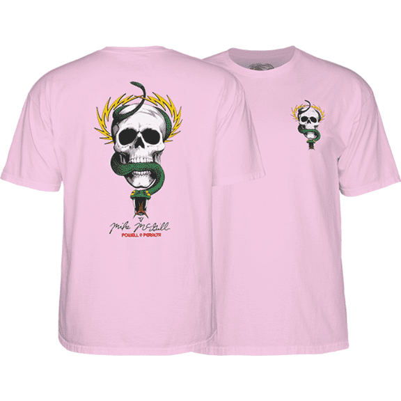 Powell Peralta Skull & Snake Short Sleeve T-Shirt Light Pink, Small, Men's