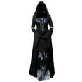thumbnail image 3 of Vintage Gothic Hooded Witch Dress with Bell Sleeves and Cinched Waist, 3 of 8