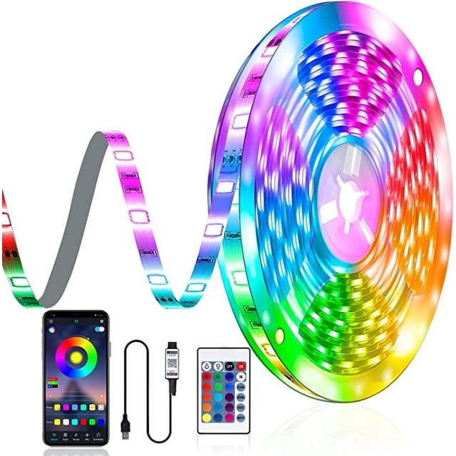 Tira de LED 5m USB tira de LED decoración de dormitorio tira de LED, decoración de LED 5050 RGB luz LED control remoto Bluetooth con control de aplicación autoadhesivo t