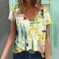 thumbnail image 1 of T-Shirts d'Été pour Femmes Grande Taille à Manches Courtes Femmes Blouse Imprimée d'Été T-Shirts Décontractés à Col en V T-Shirts à Manches Courtes Hauts T-Shirt à Col en V Femmes en Liquidation, 1 of 5