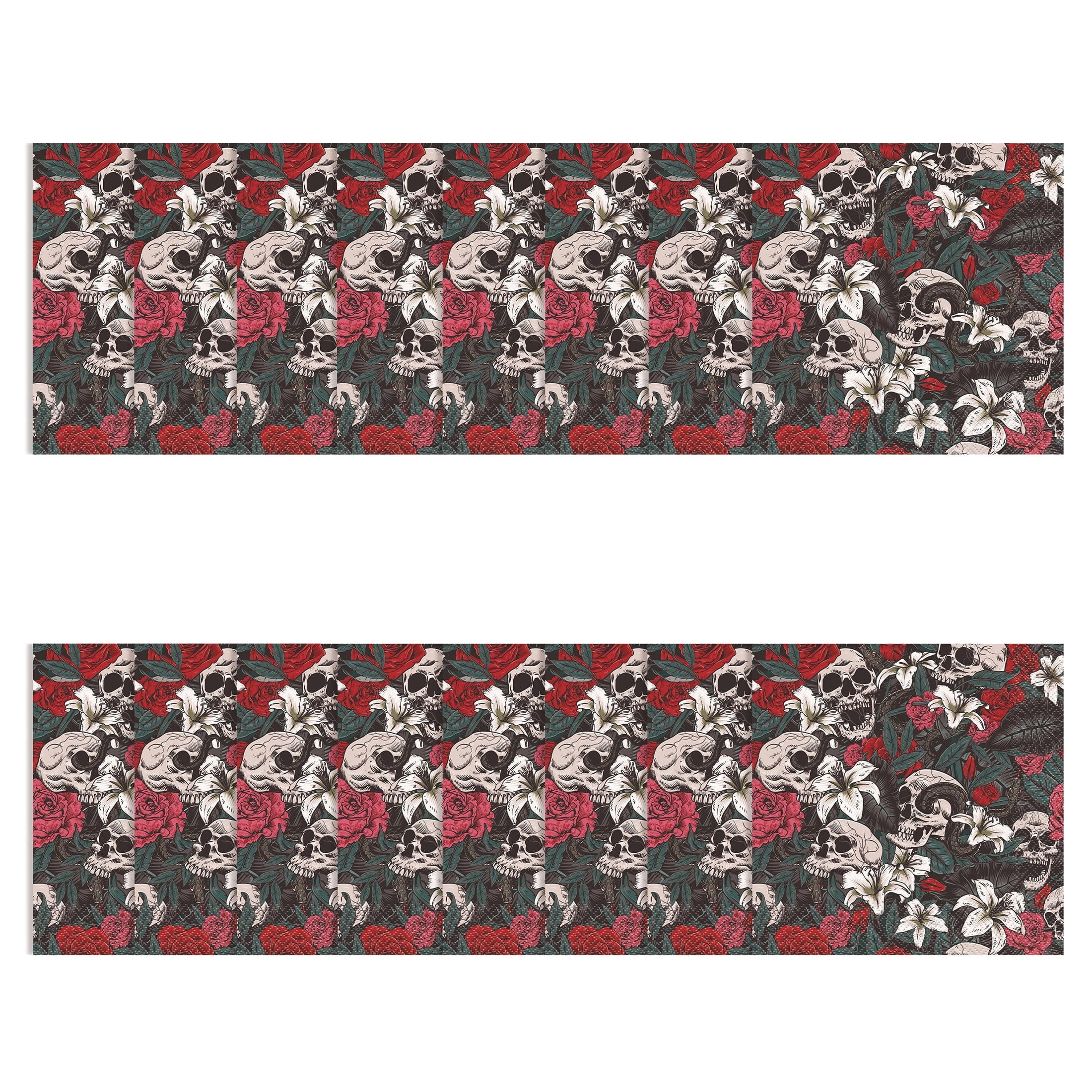 Skulls and Roses Disposable Paper Napkins, Multicolor, 6.5" x 6.5", 16 Count, Halloween by Way To Celebrate