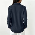 thumbnail image 4 of Waffle Knit Tops for Women Long Sleeve Collared Work Golf Polo Shirt S, 4 of 7