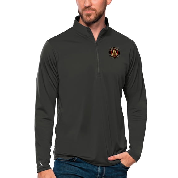 Men's Antigua Charcoal Atlanta United FC Tribute Quarter-Zip Pullover Top