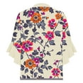 thumbnail image 5 of Abomasnow Spring Tops for Women 2025 Casual 3/4 Ruffle Sleeve Tunic Tops Fashion Button Down V Neck Blouses, 5 of 5