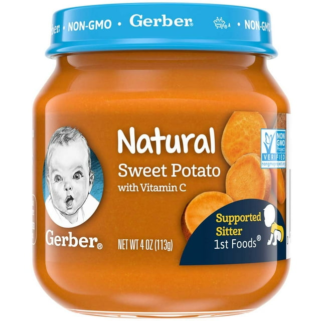 Gerber Natural Stage 1 Baby Food, Sweet Potato with Vitamin C, 4 oz Jar