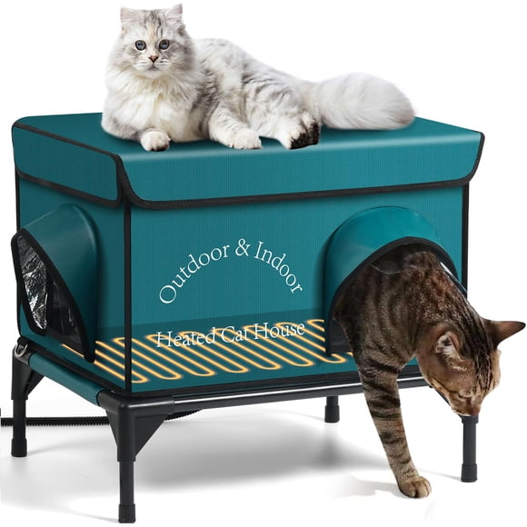 Casa para gatos exterior calefaccionada Yeatruojeet 55 x 42 x 46 cm azul