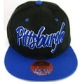 thumbnail image 2 of Pittsburgh Cursive Script Men's Adjustable Snapback Baseball Caps (Black/Royal), 2 of 3