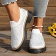 thumbnail image 2 of Rokment Women's Glitter Rhinestones Platform Walking Shoes Comfortable Slip on Socks Chunky Mid Heel Oxfords Casual Dress Fashion Sneakers White Size 8.5, 2 of 7
