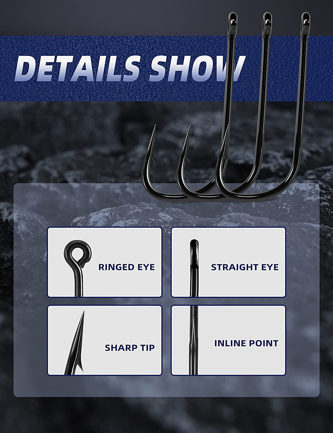 BLUEWING 5X Strong Long Shank Ballyhoo Hooks 5pcs Needle Point Fishing Hooks High Carbon Steel Hooks Extra Sharp Fish Hooks for Freshwater Saltwater Fishing 9/0