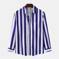 thumbnail image 2 of Camisa holgada de manga larga a rayas azul rey para hombre, de uso diario, con cuello vuelto, talla XL, 2 of 5