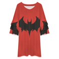 ZHANGS Bat Silhouette Graphic 2 Women's Plus Size Dresses Long Sleeve