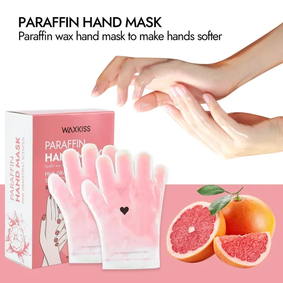 WAXKISS Grapefruit flavor Intensive Moisturizing Paraffin Hand Masks - Reusable 1-Pair Spa Gloves for Instant Softness & Hydration
