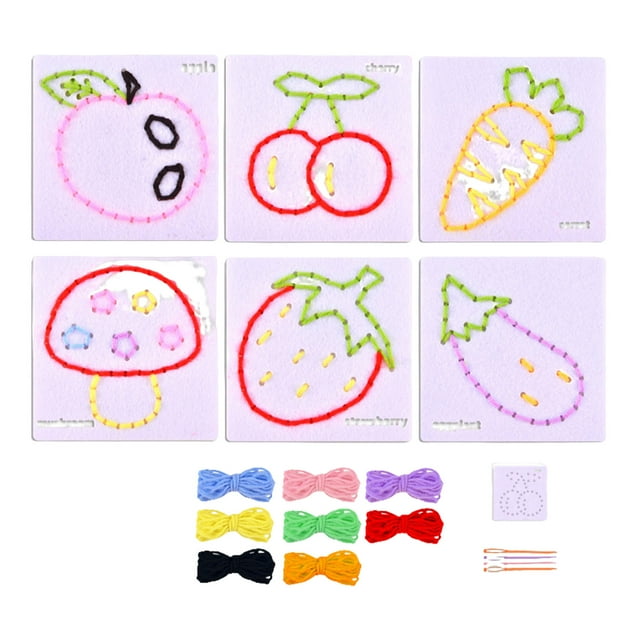 Xingzhi 6pcs/set Children S Sewing Kit Creative Thread Boards For Learning And Play Interactive Educational fruit