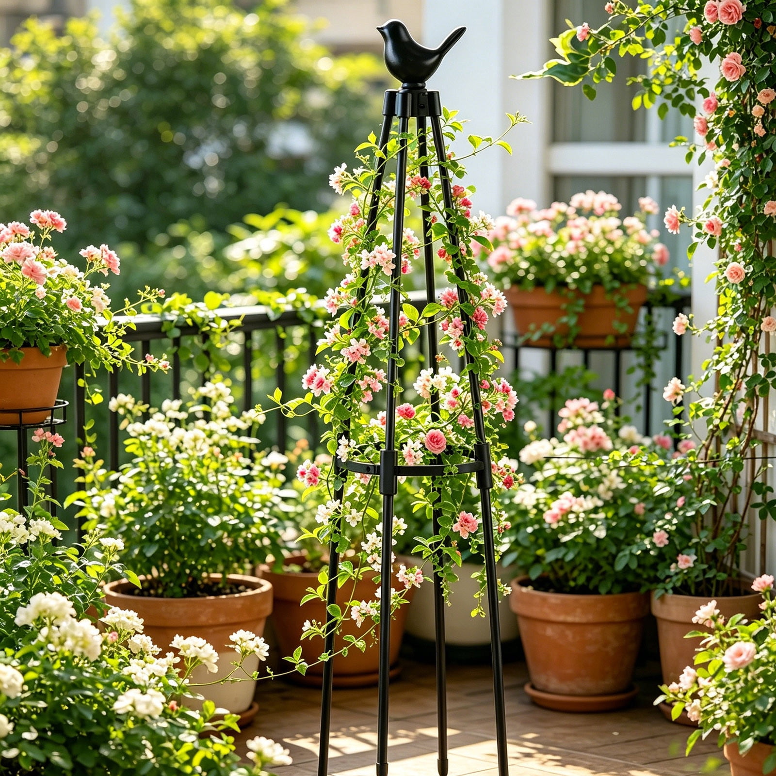 Garden Trellis for Climbing Plants, Support Plant Stand for Indoor and Outdoor, Potted Plants Flowers Vegetables Vines – Tomato Cage Tower for Garden or Balcony by IHHXPRO (Style A,1 Pack )