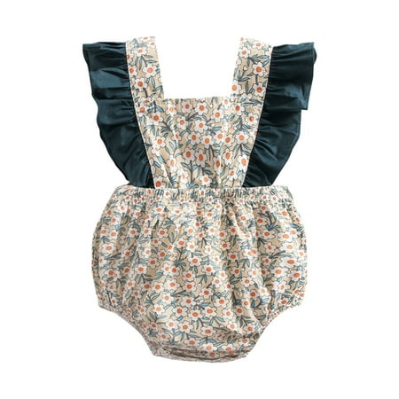 

Rovga Baby Girl Bodysuits Flying Sleeve Floral Patchwork Color Summer Girl S Flower Crawl Suit Clothes Binding Bag Fart Clothes