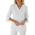 thumbnail image 2 of Women'S Casual Chiffon Blouse Tops 1/2 Ruffled Sleeve V Neck Loose Fit Blouses Shirts White S, 2 of 6
