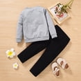 thumbnail image 6 of TOWED22 Baby Girl Clothes Toddler Fall Winter Outfits Cute Long Sleeve Striped Ruffle Shirt and Flared Pants Set,Grey,3-4 Y, 6 of 9