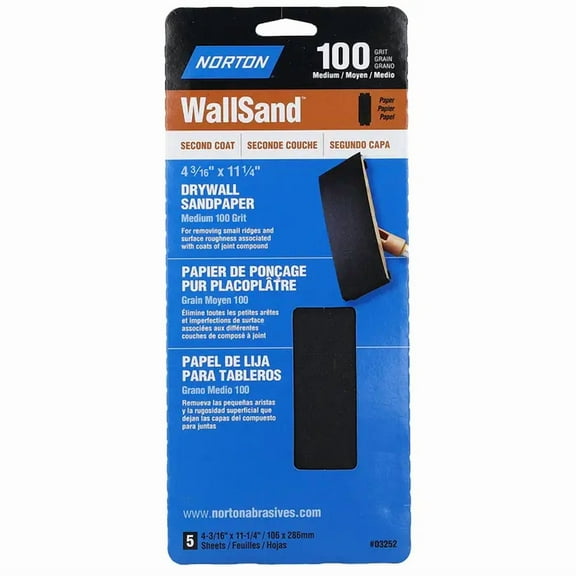 Norton 07660701888 Sandpaper, 11-1/4 in L, 4-3/16 in W, 100D Grit - pack of 5
