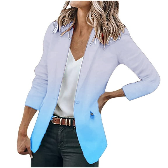 Womens Casual Blazers Gradient Color Lapel Collar Open Front Blazer Work Office Suit Jackets Fall Winter Outwear