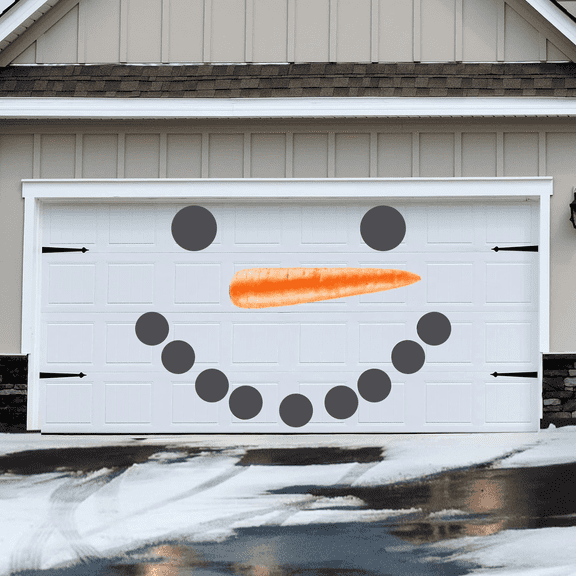 Victory Store Decoration, 12-Piece Snowman Face Garage Door Magnet Mural Set, Snowman, Christmas, Other, 2 Coal Eyes, 9 Coals, Carrot Nose, 12 Count