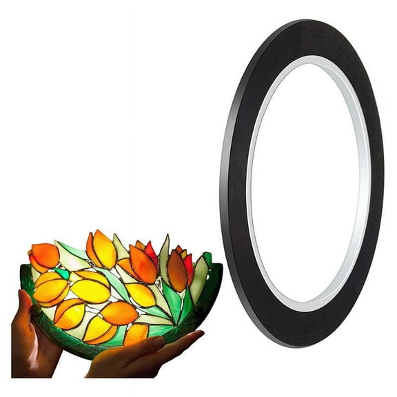 Black PET Stained Glass Lead Lines Stained Glass Leading Strips 3mm 216ft for Glass Painting SurfacesGallery Window