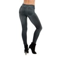 thumbnail image 2 of Women's Pull-On Skinny Faux Denim Leggings High Waisted Stretch Jeggings Comfy Wash Pants Classic Tummy Control Black, 2 of 6
