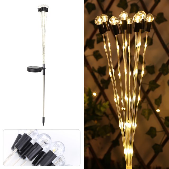 Luz LED Solar para césped, lámpara de estaca de luciérnagas impermeable (luz cálida, 8 LED), 2 uds.