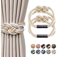 thumbnail image 1 of 2 Pack Strong Magnetic Curtain Tiebacks Upgrade Nordic Simple Style Drape Tie Backs Double Color Weave Rope Knot Decorative Curtain Holdbacks for Home & Office Window Drapery, 1 of 7