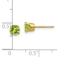 thumbnail image 2 of 14K Yellow Gold 5mm Peridot Earrings - August, 2 of 2