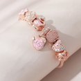 thumbnail image 5 of Pulsera con colgante de flor, corazón de flor de cristal de diamantes de imitación de oro rosa, 5 of 5