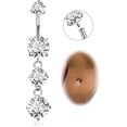 thumbnail image 1 of Woeilo G23 Titanium Dangle Belly Button Rings for Women Dangling Navel Rings CZ Belly Rings Curved Barbell Internally Threaded Belly Piercing Jewelry, 1 of 5