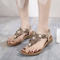 thumbnail image 5 of Women's Summer Sandals Beach Bohemian Beaded Ankle Walking Strap Casual Flip Flops Ladies Sexy Flats Comfortable Shoes, 5 of 8