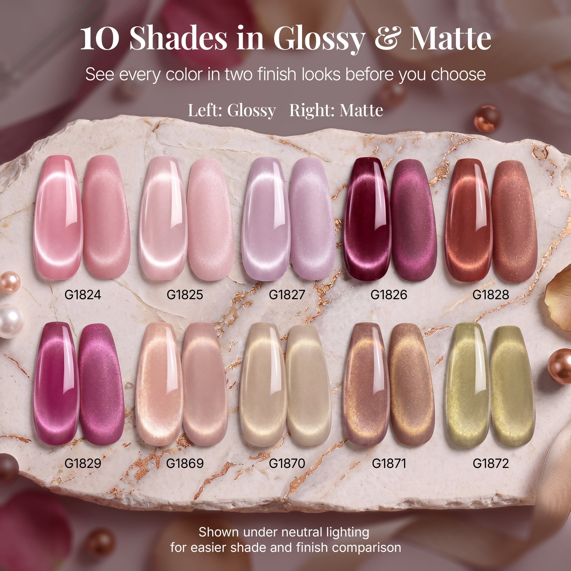 Morovan Nude Pink Cat Eye Gel Nail Polish Set with Magnet,10 Sheer Magnetic Gel Colors with Base & Top Coats for Elegant DIY Manicure