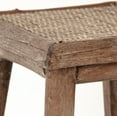 thumbnail image 2 of Zentique Weathered Natural Wood & Iron Rattan Stool, Brown, 2 of 3