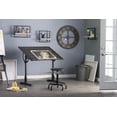 thumbnail image 3 of Studio Designs Retro Wood Seat and Metal Swivel Height Adjustable Stool (19.25" -26" High) with Foot Ring for Home or Art Studio in Distresed Black, 3 of 5