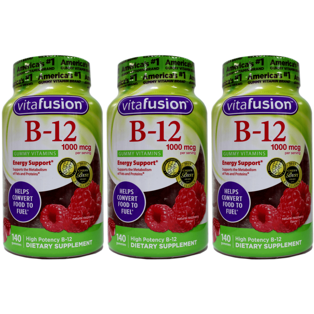Vitafusion Vitamin B12 1000 mcg Gummy Supplement Raspberry Flavor
